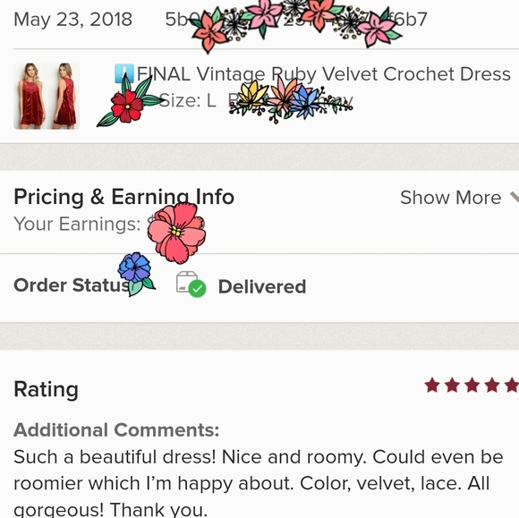 Vintage Ruby Velvet Crochet Dress - Picture 4 of 4